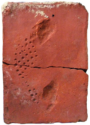 Mattone romano con impronta di caliga (clicca per ingrandire)